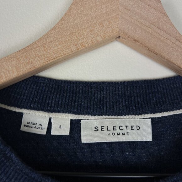 Selected Homme Mens Navy Blue Buddy Crew Neck Sweater - Picture 4 of 7
